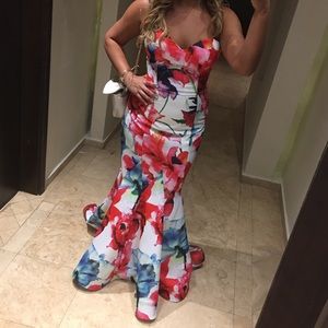 Camille la vie Multicolor Floral Mikado Strapless